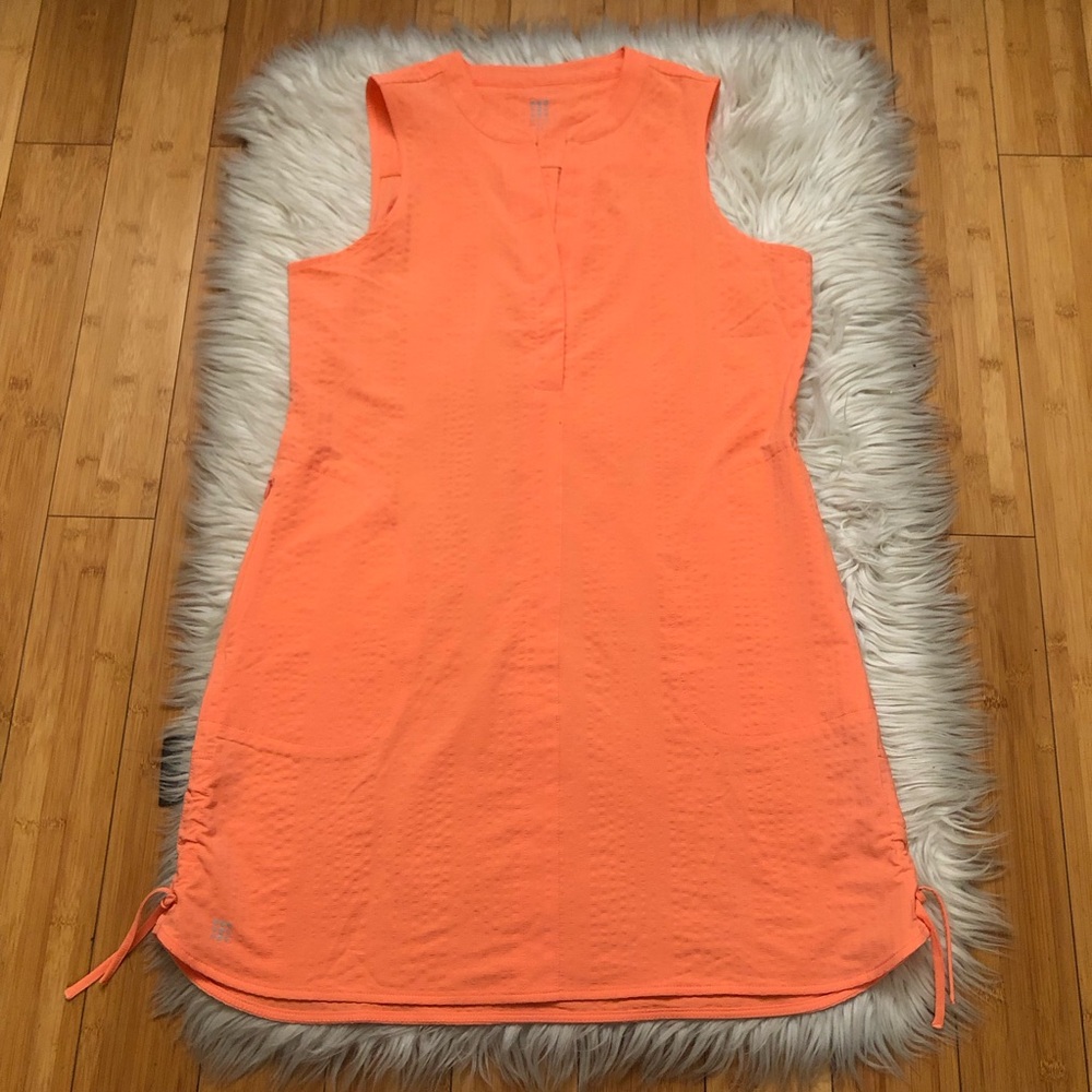 Title Nine Athletic Speed Racer Seersucker Coral Orange Tunic Dress size M - Picture 2 of 14
